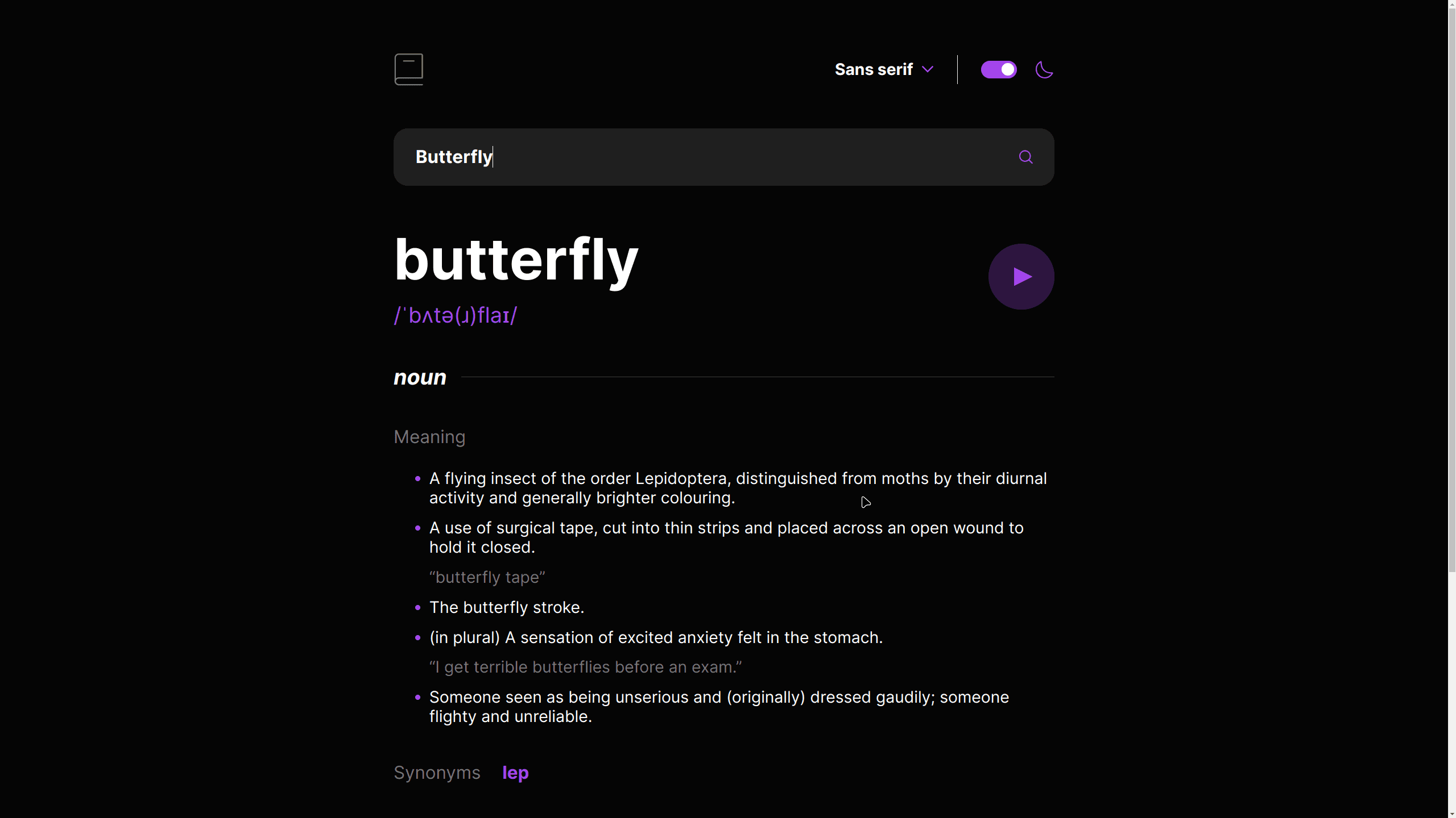 Dictionary web app